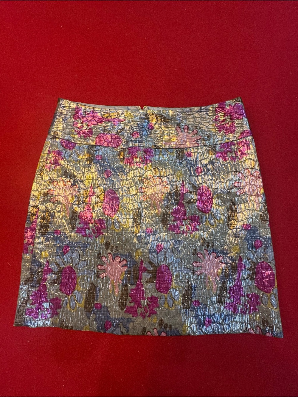 Marc By Marc Jacobs Metallic Jacquard Mini Skirt in Pink and Gold Size 4